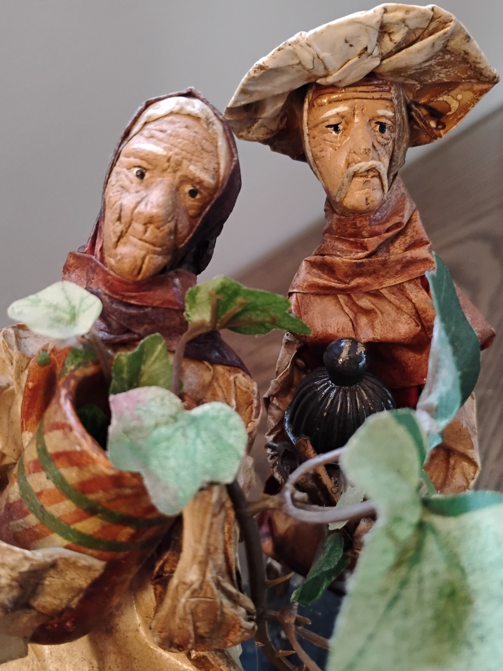 Handcrafted In Mexico Set Of Two Sculptures in Brown & Cream